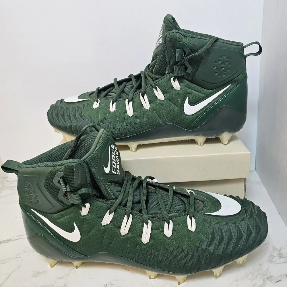 Nike Force Savage Pro Mid TD Football Cleat Green/White Men’s Size 17 918346-313